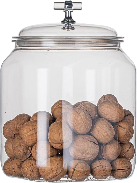 152oz Plastic Food Storage Jar with Airtight Seal Lid, Square Kitchen Counter Container for Cookies, Candy, Pasta, Dry Goods for Pantry Organization，4.5L