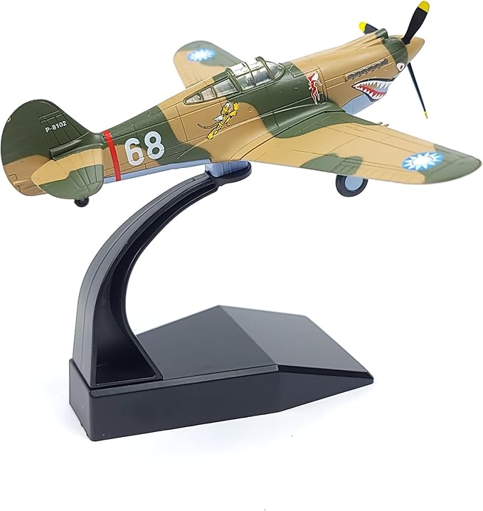 1/72 P-40C War Hawk Flying Tigers Fighter Model World War II Vintage Warplane Metal Diecast Aircraft Military Display Airplane for Display Collection or Gift, Yellow