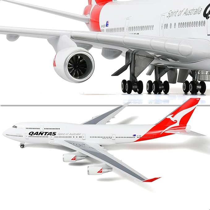 1/160 747 Airplane Model for Qantas 18-inch Pre-Built Airplane Models for Boeing 747 with Planes Display Stand Diecast Airplanes Model Kit for Adults Aviation Plane Gifts Aircraft Collection