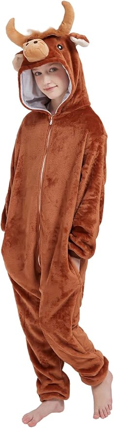 ABENCA Kids Onesie Animal Girls Costume One Piece Pajamas Sleepwear Cosplay Halloween Christmas