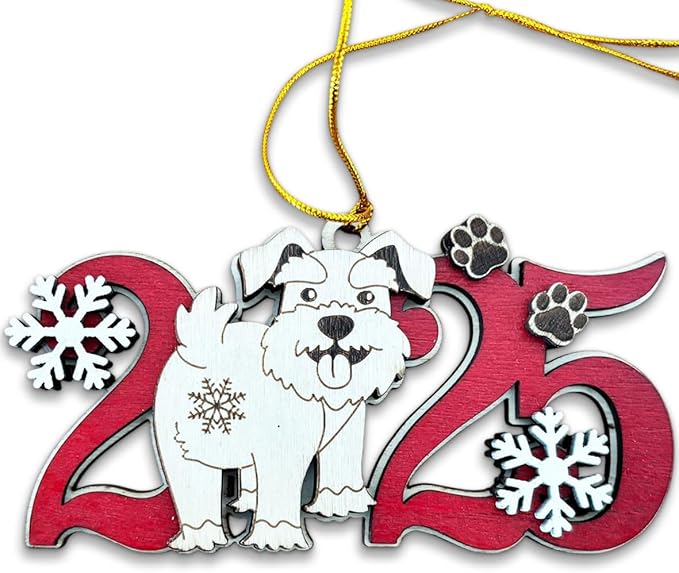 2025 Schnauzer Christmas Ornament – Wooden Dog Ornament for Tree, Cute Puppy Holiday Decoration, Personalized Pet Lover Gift for Women, Men, Kids, Dog Mom & Dad