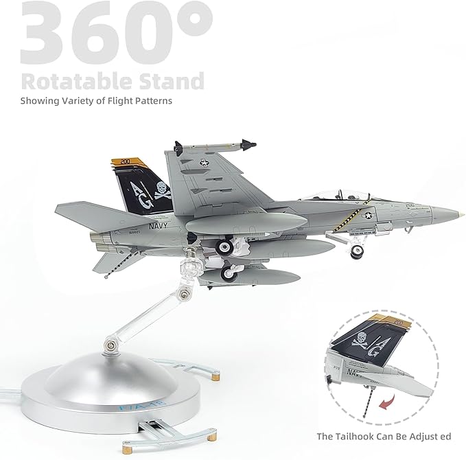 F/A-18F Super Hornet 1/72 Metal Airplane Model Kits with Stand VFA-103 Jolly Rogers Diecast Alloy Attack Jet Replica PreBuild Military Aircraft Collection for Display or Gift
