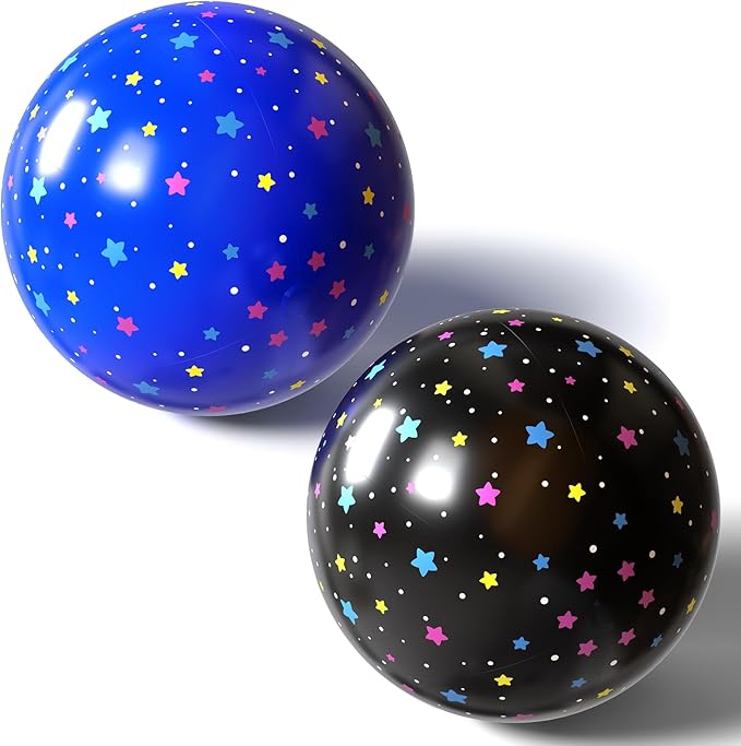 Large Beach Balls, Blue and Black Beach Balls Diameter 24inch for Kid Perfect for Summer Water Games and Hawaiian Themed Parties Inflatable Big Beach Balls(2 Pack)