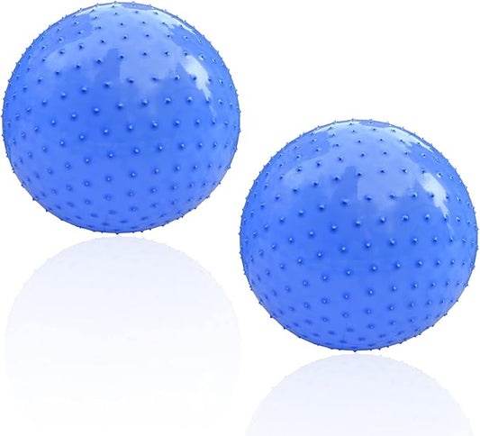 Large Sensory Massage Ball for Kids, 2 Pack 33.5" 85CM Macaron Blue Bouncy Exercise Balls for Toddlers, Big Inflatable Toys with Tactile Spikes, Outdoor Giant Yoga Balls, Large Beach Ball
