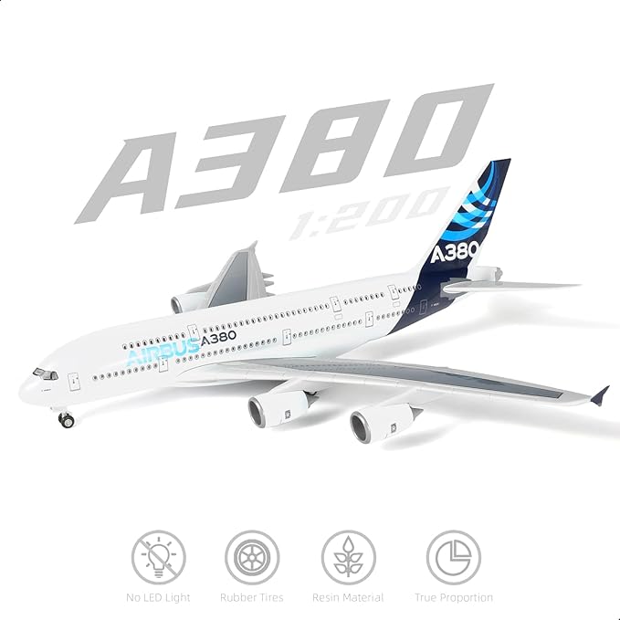 1/200 Scale A380 Prototype Diecast Airplane - Airbus A380 Model Plane Kit with Stand (14 in-L), Pre-Built Model Aircraft for Adults - Aviation Creative Gift, Tabletop Collection Display