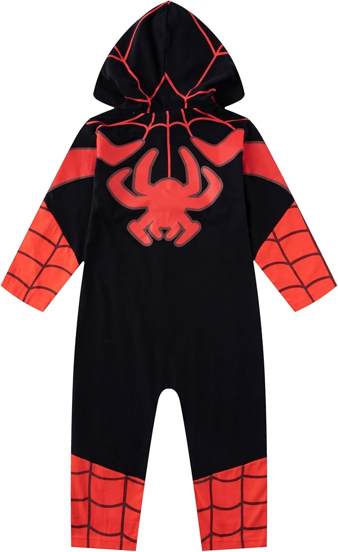 Marvel Miles Morales Spider-Man Boys Cosplay Hooded Coverall for Toddlers and Big Kids