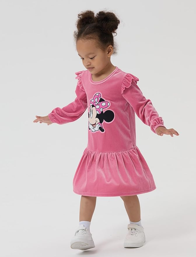 Disney Stitch Minnie Elsa Princess Sweatshirt Dress Toddler Girl Sequin Long Sleeve Pullover Clothes Fall Outfit 2-9 Years