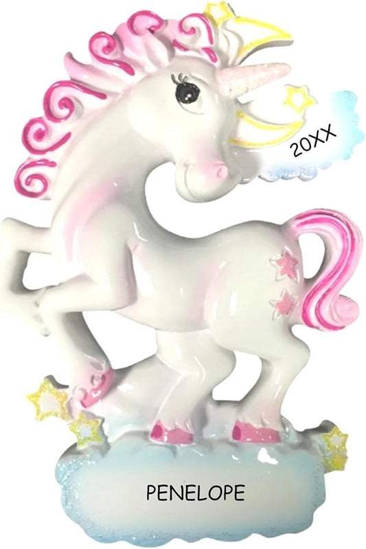 Personalized Unicorn Kids Christmas Ornament (Whimsical)