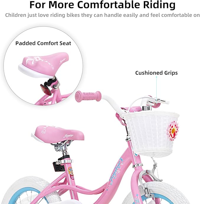 JOYSTAR Fairy Girls Bike for Toddlers and Kids Ages 2-8 Years Old, 12 14 16 18 Inch Kids Bike with Training Wheels, Handbrake and Basket, Toddler Girl Bike, Children Bicycle