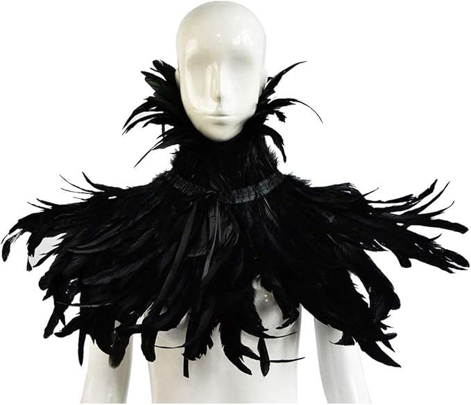 L'VOW Gothic Black Feather Shrug Cape Shawl Halloween Costume for Men