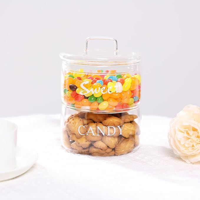 11oz Glass Candy Dish with Lid Covered Candy Bowl Decorative Cookie Jar Clear Salad Bowl Buffet Storage Container for Home Kitchen Coffee Table Office Desk and Party Wedding