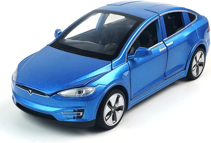 1:32 Scale Car Model X Alloy Diecast Pull Back Electronic Toys with Lights and Music, Mini Vehicles Toys for Kids Gift Car Lovers Collection (Model X - Pearlescent Blue)