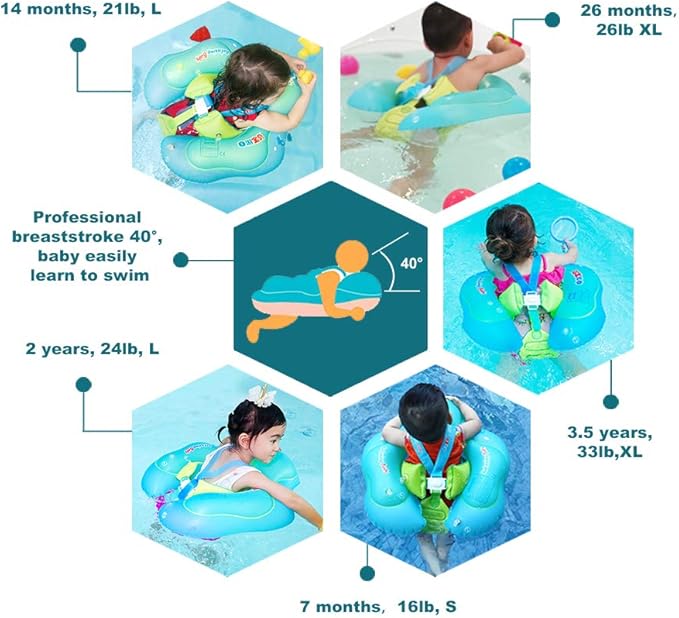 Swimming Ring with Adjustable Seat Pocket,Baby Swimming Pool Floats,Removable Floating Ball,New Upgrade Baby Swim Ring for Ages 6-36 Months Infant Toddler