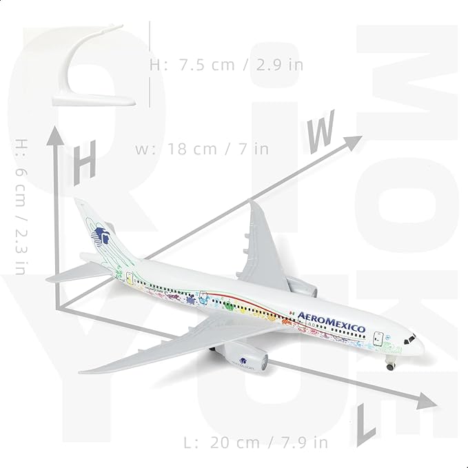 1/300 Mexico 787 Diecast Metal Airplane Model Kits for Boeing 787 Model Plane with Display Stand (7.5-inch L) for Adult Aviation AA Plane Models Gifts or Desktop Decorations