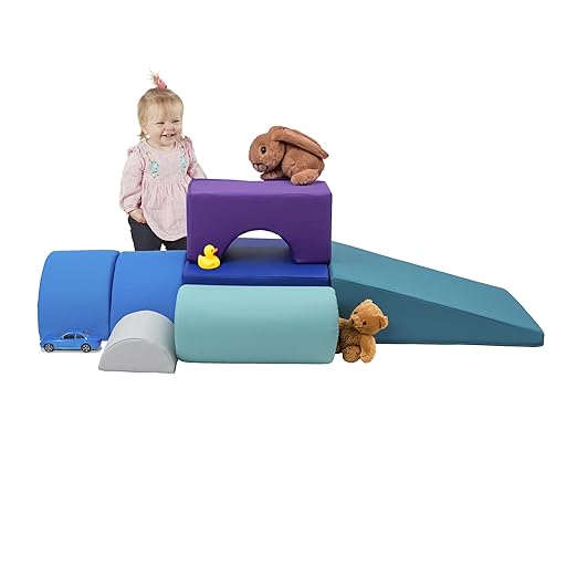 FDP SoftScape Playtime and Climb Multipurpose Playset for Infants, Toddlers 10m-2yrs; Climber and Block Play, Learn Gross Motor Skills at Home or Daycare (6-Piece) - Contemporary/Purple, 12364-CTPU