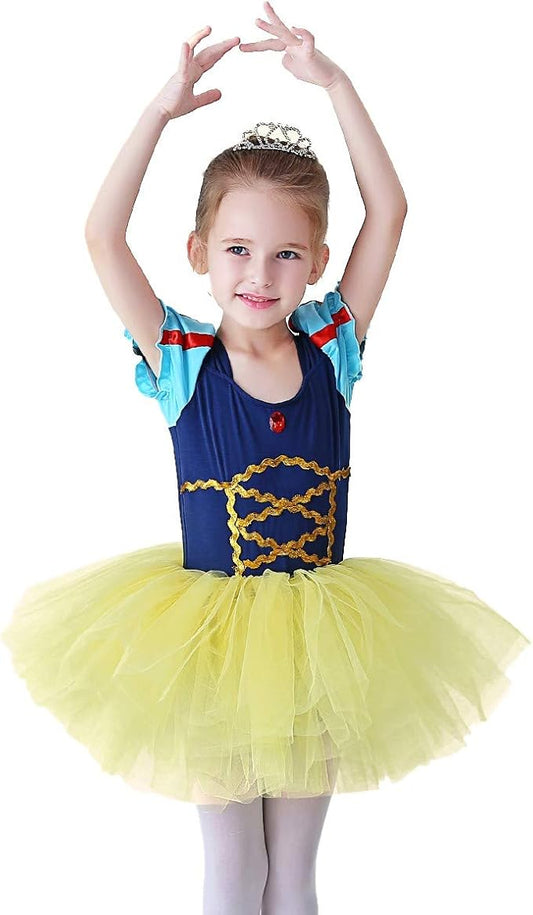 DYMCII Baby Girls Princess Ballet Dress Short Sleeve Leotards Skirted Tutu Dancewear Halloween Christmas Party Fancy Costume