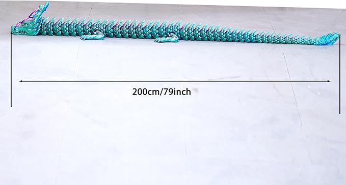 47.3inch Super Large 3D Printed Dragon Models,Flexible Joint Animal lacertid Figurines, 3D Printing Stuff Cheap,Stress Relief, Fidget restlessness, ADHD Toys, Surprise Fantasy Gifts (79inch)