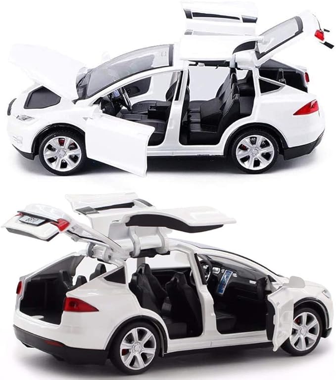 1:32 Scale Model X Alloy Car Model Diecast Toy Vehicles for Kids, Tesla car Model，Pull Back Alloy Car with Lights and Music,Mini Vehicles Toys for Kids Gift ，Children Birthday Gift (Model X -White)