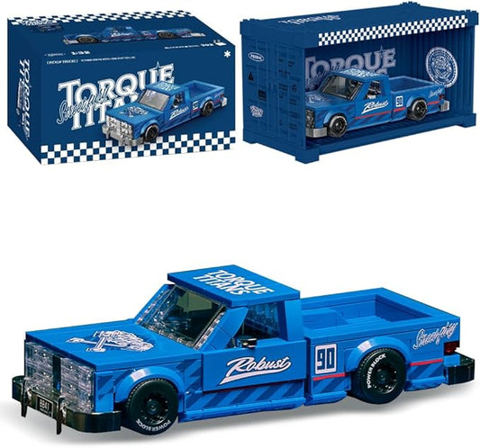 PB8841 1:32 American Retro Pickup Truck Buliding Blocks Set, 392 Pieces Scale Model Car Toy Container Display Box, Clamping Blocks Display Model for Home or Office Décor
