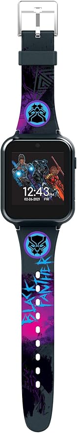 Accutime Kids Marvel Black Panther Black Educational ,Touchscreen Smart Watch Toy for Boys, Girls, Toddlers - Selfie Cam, Learning Games, Alarm, Calculator, Pedometer (Model: AVG4608AZ)