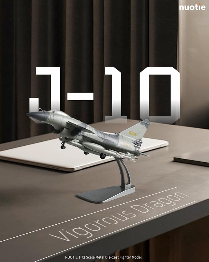 1/72 J10 Vigorous Dragon Fighter Jet Model Military Aircraft Diecast Metal Model Kit Adult Airplane Model with Stand for Military Enthusiasts Collections or Gift
