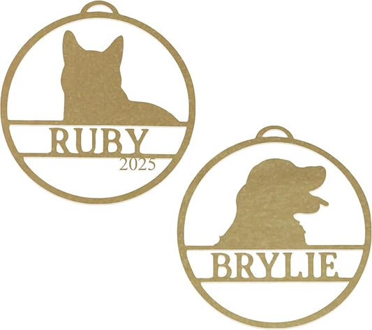 Personalized Pet Ornaments - Set of 2 - Personalized Dog Ornaments for Christmas Tree Custom Cat & Dog Ornament Engraved Pet Photo Ornament 2025 (6 Inch)