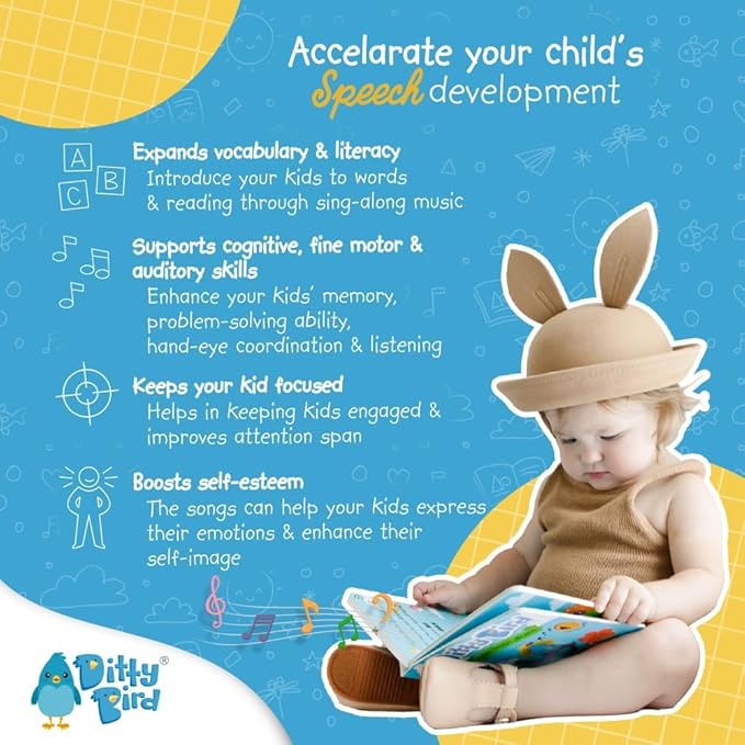 Ditty Bird Musical Books for Toddlers | Interactive Nursery Rhymes Book with Sound – Old Macdonald’s Farm & More Songs | Fun Baby Book for 1-3 Year Olds | Sturdy Sound Book for Toddlers