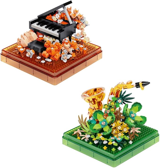 Musical Instruments Micro Blocks Building Sets,Classical Famous Building Block Set,1500 PCS for Adults and Kids,Piano and Saxophone with Clear Plastic Cover