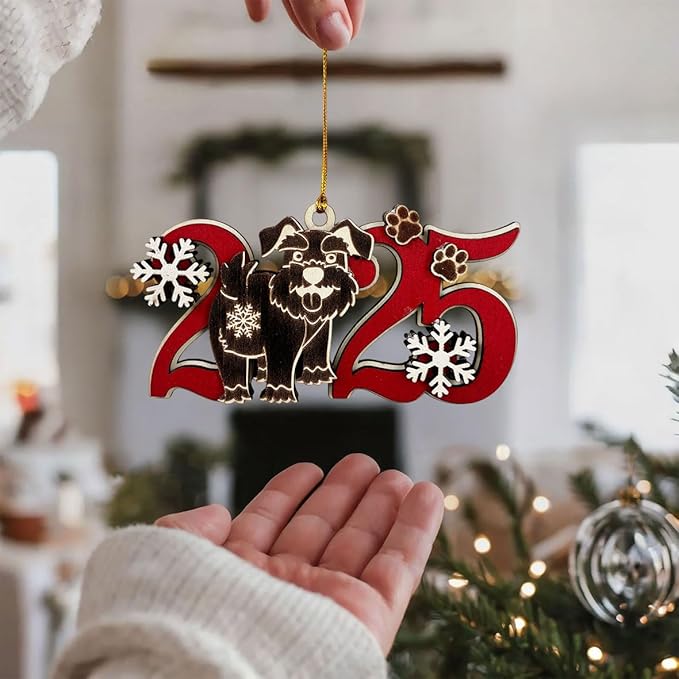 2025 Black Schnauzer Christmas Ornament – Wooden Dog Ornament for Tree, Cute Puppy Holiday Decoration, Personalized Pet Lover Gift for Women, Men, Kids, Dog Mom & Dad