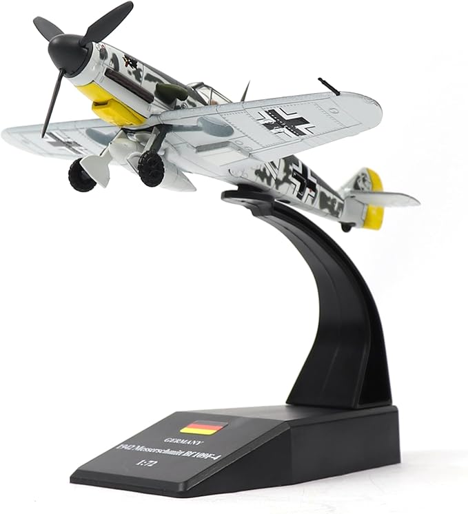 BF-109G Messerschmitt 1/72 Metal Airplane Model Kit with Stand WWII Diecast Alloy Fighter Model Vintage Combat Plane Prebuild Military Aircraft Collection(Desert Yellow)