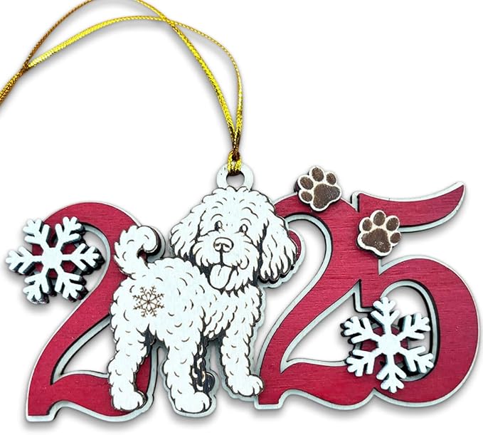 2025 Labradoodle Christmas Ornament – Wooden Dog Ornament for Tree, Cute Puppy Holiday Decoration, Personalized Pet Keepsake Gift for Women, Men, Kids, Dog Mom & Dad