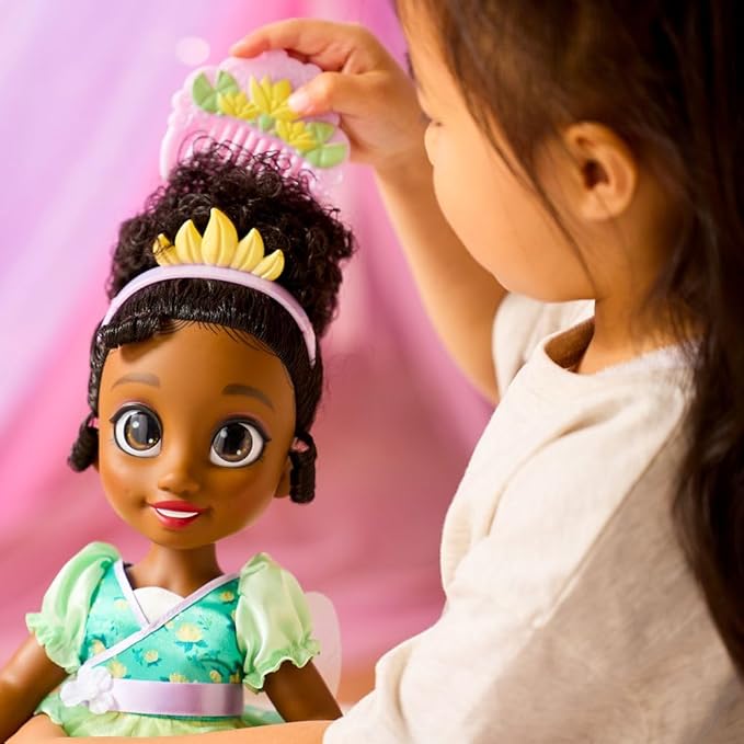 Disney Store Official Tiana Once Upon a Story Doll - 16 Inch Disney Princess Toys Featuring Reflective Eyes with 3D Pupil and Iris, Detailed Costume, Hair Comb & Shoes - Comes in Display Box