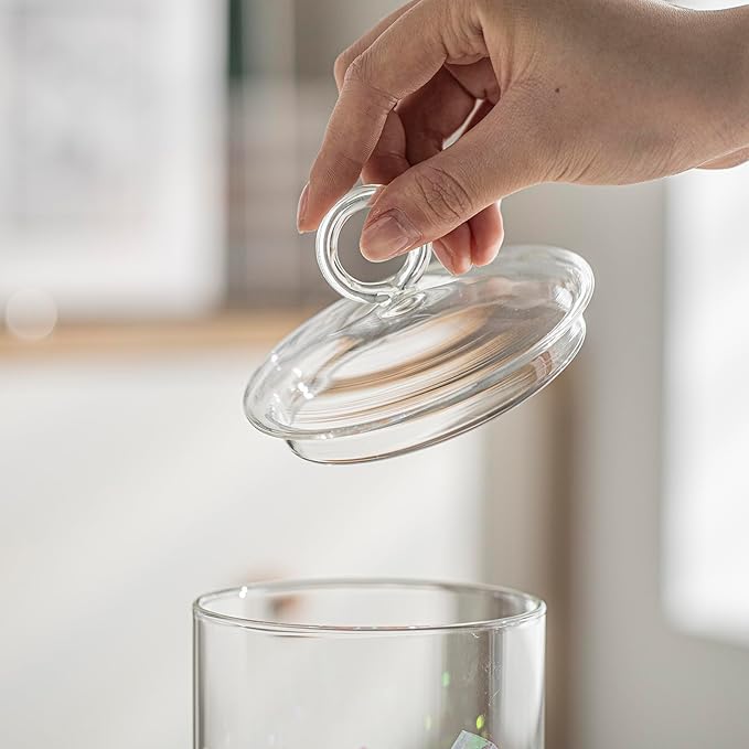 23oz Glass Candy Jar with Lid for Office Desk, Cookie Jar Food Storage Container for Kitchen Counter, Apothecary Jar for Cotton Swabs, Balls, Cotton Pads, Floss Picks, 700ml