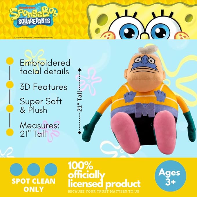 Collectibles Spongebob Squarepants Mermaid Man Bedding Super Soft Cozy Decorative Cuddle Pillow, (Officially Licensed Product) By Franco