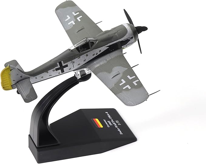 Focke-Wulf Fw 190A-8 1/72 Metal Fighter Model Classic German WWII Military Finshed Diecast Aircraft Model Prebuilt Kits with Display Stand for Collection or Gift