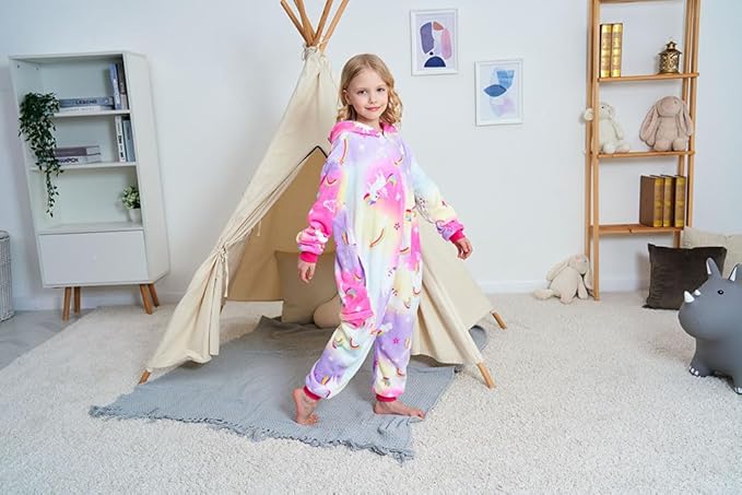 Kids Unicorn Onesie Pajamas One-Piece Cosplay Costume Animal Sleepwear Girls And Boys