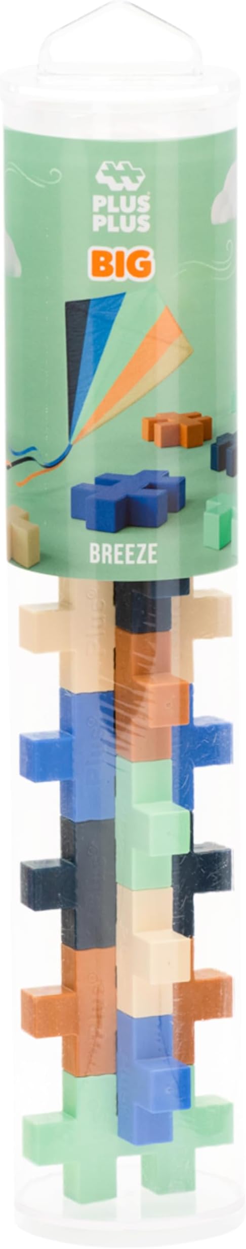 PLUS PLUS Big – 15 Piece Breeze Mix – Construction Building Stem/Steam Toy, Interlocking Large Puzzle Blocks for Toddlers and Preschool, Open Play Tube