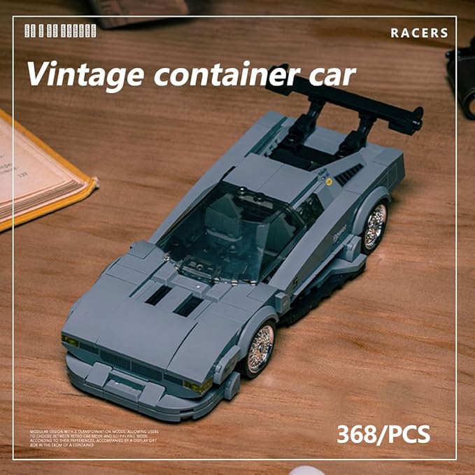 PB8819 1:32 M1 Sports Car Buliding Blocks Set, 368 Pieces Racing Toy Container Display Box, Clamping Blocks Car STEM Gift for Adults – for Hobbyist Collector