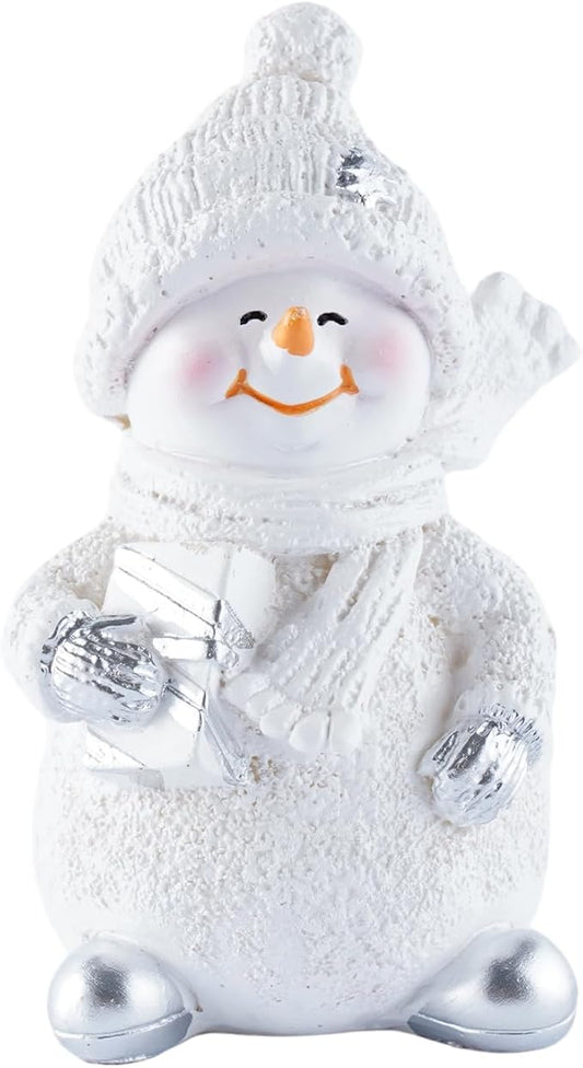 Resin Snowman Christmas Decorative Statues, Ideal for Outdoor Patio Lawn & Indoor Holiday Home Decoration, for Parents and Friends
