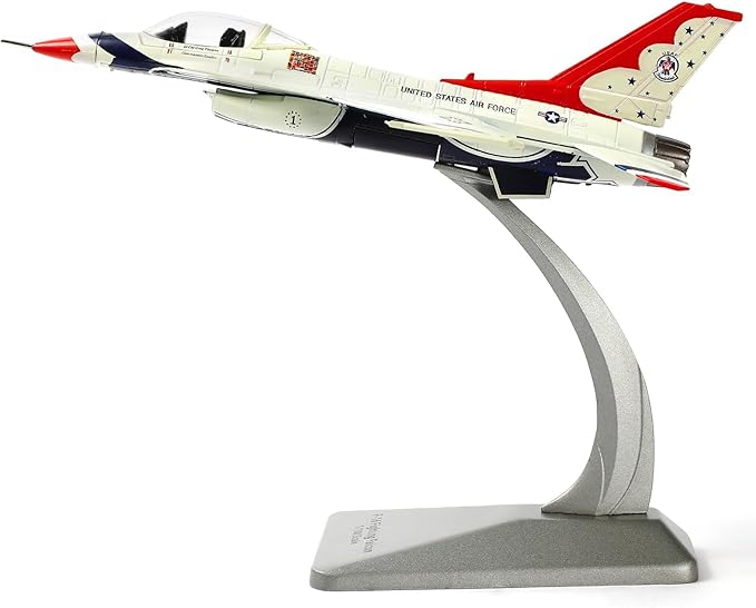 1/100 F-16C Thunderbird Fighter Model Metal DieCast Aircraft Jet Kit Fighter Plane Model Military Airplane for Collection and Gift, White