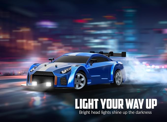 RACENT 1:16 RC Drift Car, 2.4Ghz 4WD 18KM/H Remote Control Car with Spray Mist, Racing and Drifting Wheels, LED Light, 2 Batteries, Sport Model Toys Vehicle for Kids, Boys, Adults