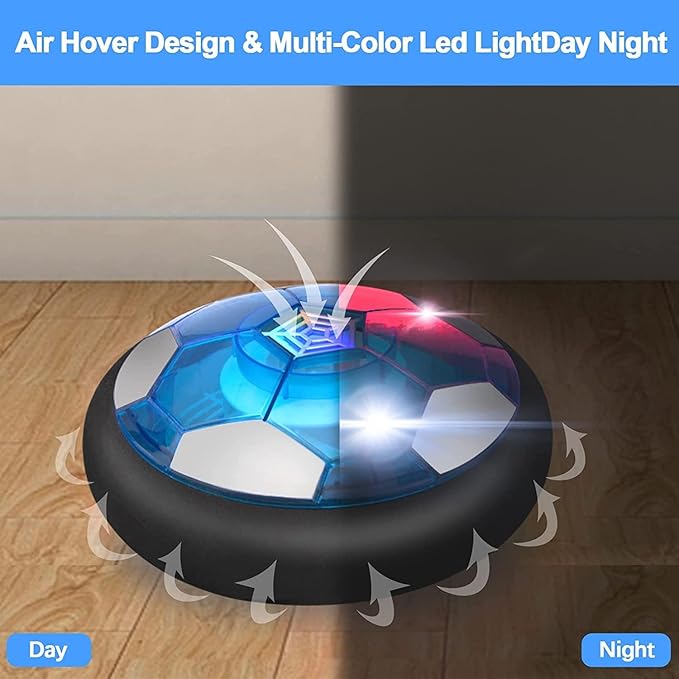 3-in-1 Hover Hockey Soccer Ball Kids Toys Set, Led Lights Floating Air Football, Indoor Outdoor Sport Toys for Kids, Christmas Birthday Gifts for Boys Girls Aged 3 4 5 6 7 8-12