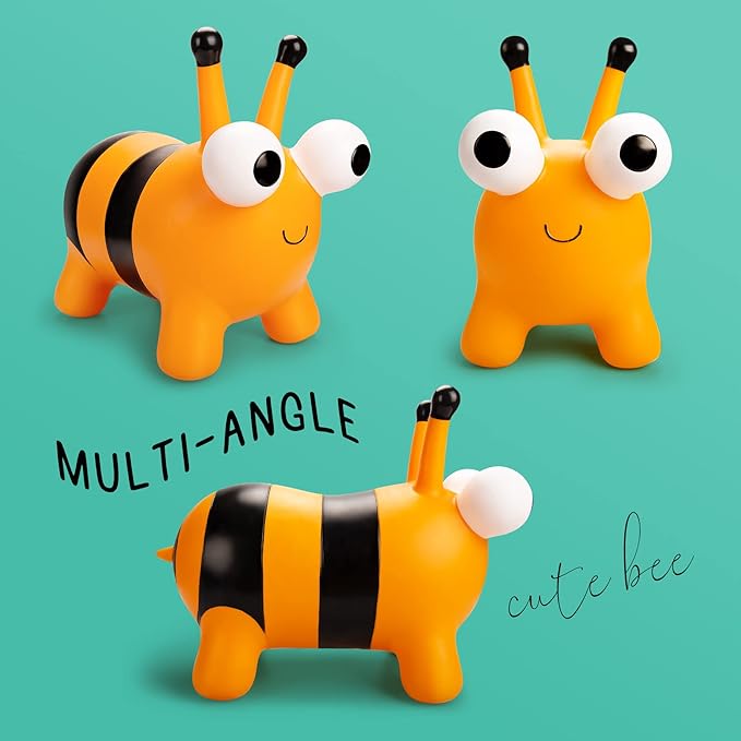 ZOOJOY Bee Bouncy Animals Hopper, Inflatable Bouncing Hopper, Outdoor Indoor Jumping Bounce Hopping Toys for Toddlers, for 18 Months 2 3 4 Year Old Kid Toddler