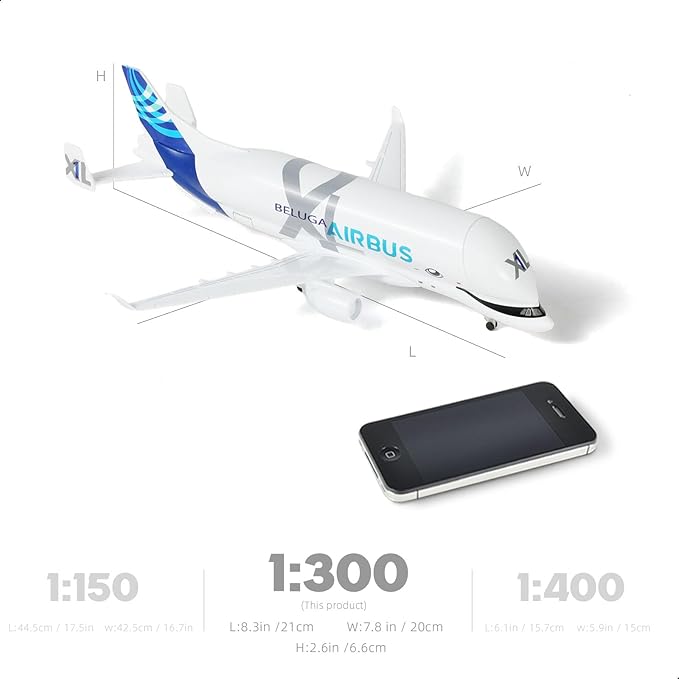 1/300 A330 Beluga XL1 Diecast Metal Airplane Model Kit with Stand (7.7 inches) for Airbus a330-743L Super Transport Beluga Model for Adult Plane Aviation Enthusiasts Collectible or Gift