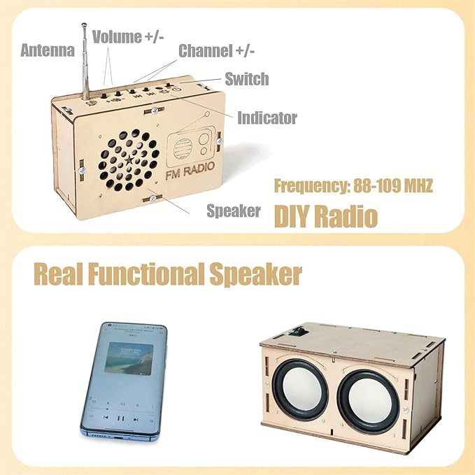 STEM Toys Building Kits for Kids Ages 8-12 14-16 Birthday Gifts for 9 10 11 12 13 14 15 Years Old Boys Girls Teens Bluetooth Speaker DIY FM Radio Science Experiments Engineering Circuits