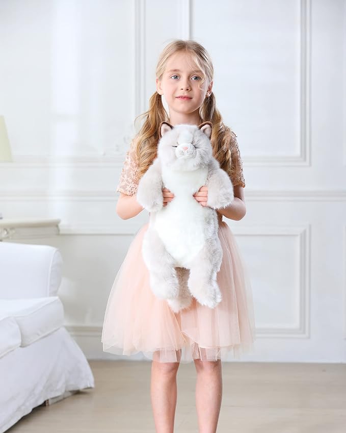 20" Length Adorable Stuffed Animal - Handmade Plush Soft Cat - Present Gift for Boys/Girls (Grey Ragdoll Cat)