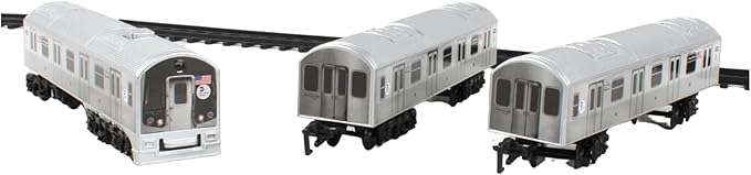 New York MTA New York City 3 Pc. Battery Operated Train Set with Track ,39" X 25",Silver