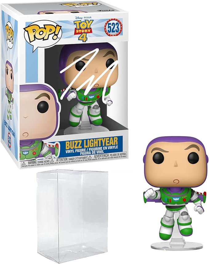 Hall of Fame Sports Memorabilia Tim Allen Buzz Lightyear #523 Toy Story 4 Facsimile Signed Reprint Laser Funko POP! Movies Figurine with Protector Case
