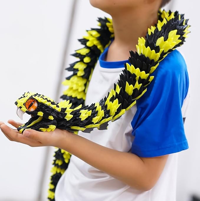 47.5inch Super Large 3D Printed Snake Models,Movable Teeth,Flexible Joint Animal lacertid Figurines, Stress Relief, Fidget restlessness, ADHD Toys, Surprise Fantasy Gifts (47.5inch-by)