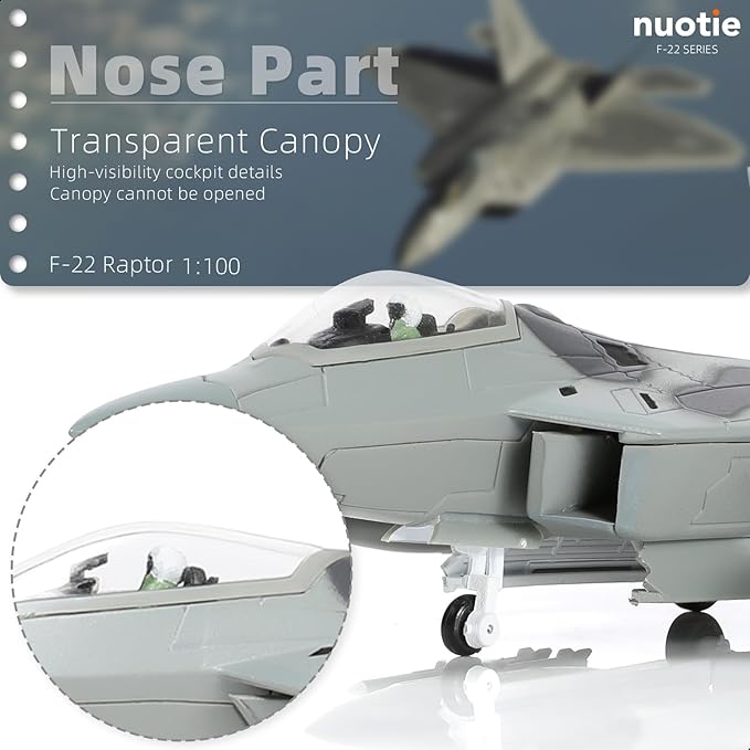 NUOTIE F-22 Raptor AF91 4002 Old Reliable Fighter Model Stealth Combat Airplane Air Force Aircraft Alloy Metal Diecast Model with Display Stand Collection Gift for Adult